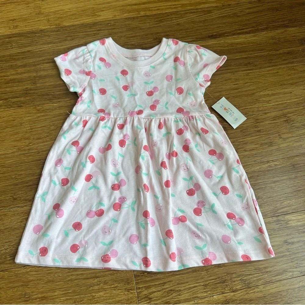 NWT GARANIMALS Baby Size 18 Month Cherry Print Pink Kids Jersey Summer Dress